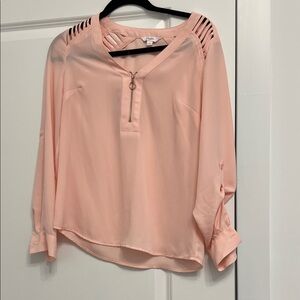 Candie's Soft Pink Blouse with Zipper Detail
